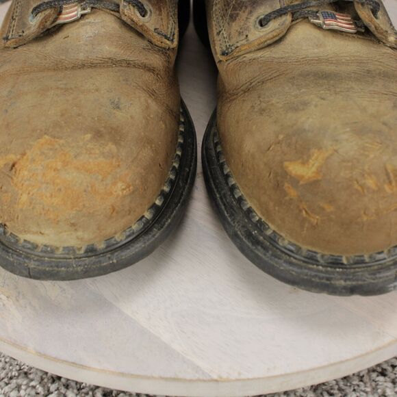 Red Wing Work Boots Steel Toe Safety Mens 10 Brown Leather